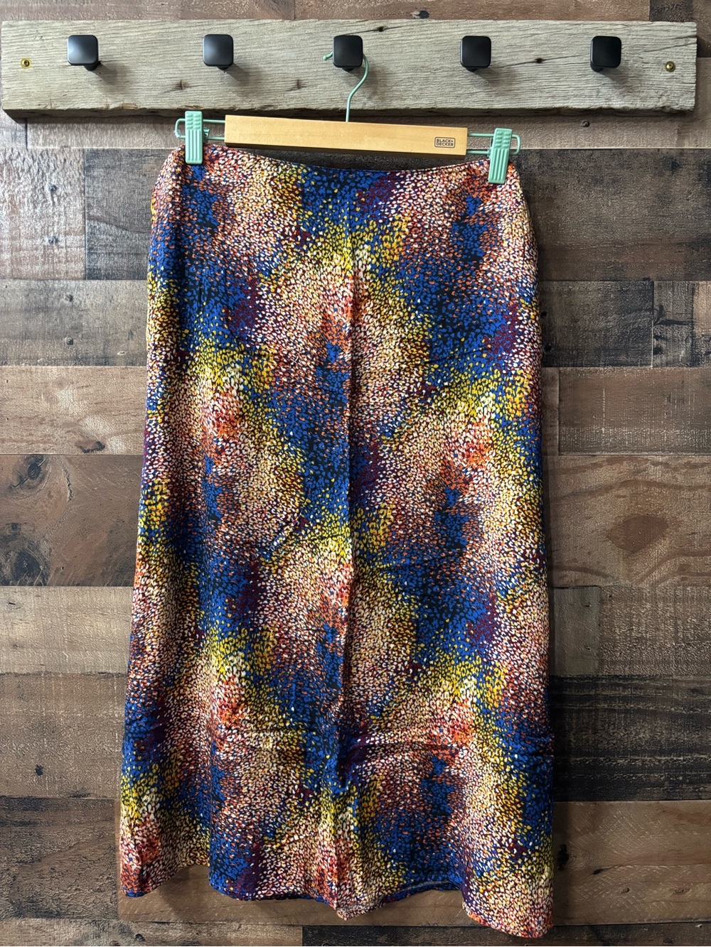 Time and Tru Blue, Yellow & Brown Abstract Dot-Print A-Line Skirt